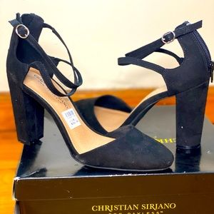 Black strapped heels